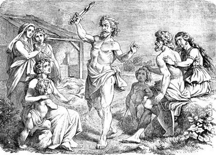 Lamech's Sword Song or Lamech Song, First Book of Moses, Chapter 5, Genesis, song, dance, audience,