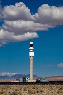 Tonopah, Nevada - The central receiver tower at Crescent Dunes Solar Energy Project in the Nevada