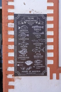 Restaurant, pub, bar, table with offers, food, fish, specialities, Tavira, Algarve, Portugal