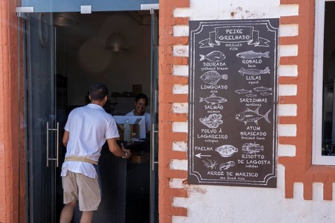 Restaurant, pub, bar, table with offers, food, fish, specialities, Tavira, Algarve, Portugal