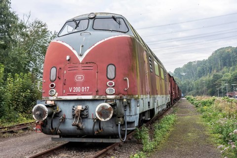 Bochum-Dahlhausen railway museum, mainline diesel locomotive V 200 017, North Rhine-Westphalia,
