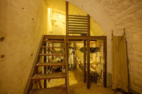 Military hospital in Fort de Vaux from the 1st World War, Douaumont, Département Meuse, France