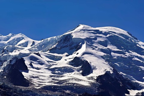 Snow-covered Dome du Goûter, Chamonix-Mont-Blanc, Haute-Savoie, France