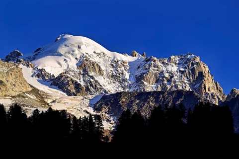 Snow-covered Aiguille Verte, Chamonix-Mont-Blanc, Haute-Savoie, France