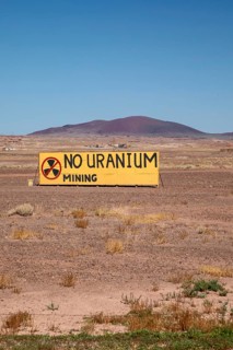 Cameron, Arizona - A sign on the Navajo Nation expresses opposition to Energy Fuels' controversial