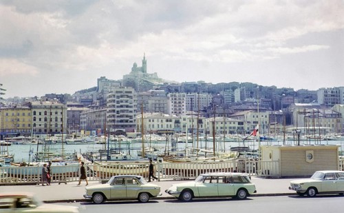 Basilique Notre-Dame de la Garde church, Old Port, Vieux Port, Marseille, France, Europe 1965