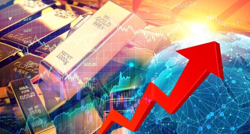 Gold rises in global financial market. Financial Gold price rise in financial market statistics
