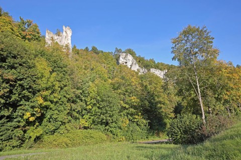 Broken Gutenstein, Neugutenstein and rock formations, rock cliff, rocks, forest, landscape, autumn