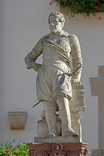Monument to Count Johann von Hohenzollern-Sigmaringen, sword, sculpture, market fountain built in