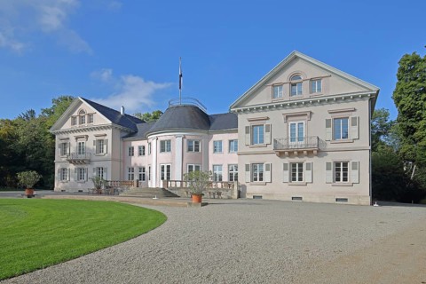 Classicist Villa Eugenia built in 1787, ornamental garden, princely garden, Hechingen, Swabian Alb,