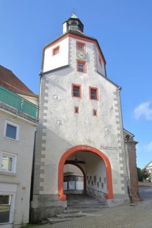 Lower tower built in 1579, town gate, town tower, Hechingen, Swabian Alb, Baden-Württemberg,