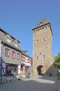Werther Tor built in 1416, town gate, defence defence tower, Bad Münstereifel, Ahrgebirge, Eifel,