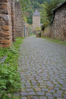 Historic city wall with Werther Tor, city tower, city gate, Wallgasse, city fortifications,
