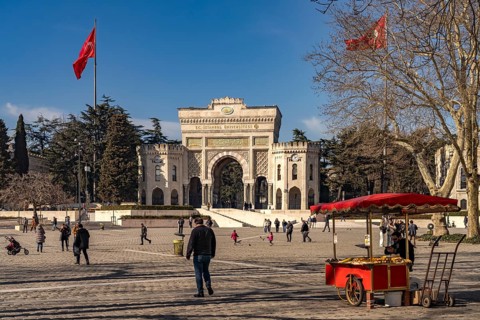 Beyazit Square with the Tor tor of Istanbul University, Turkey