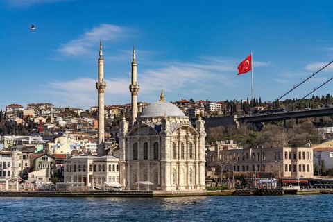 The Ortaköy Mosque on the Bosphorus in Besiktas, Istanbul, Turkey