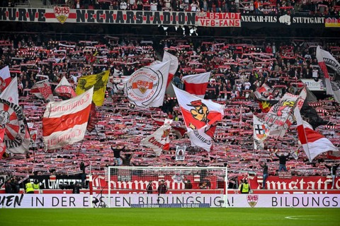 VfB Stuttgart, Cannstatter Kurve, fan block, fans, fan curve, flags, flags, atmosphere, atmospheric