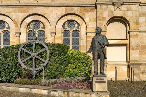 Ludwig Windthorst monument next to St Peter's Cathedral in Osnabrück, Lower Saxony, Germany