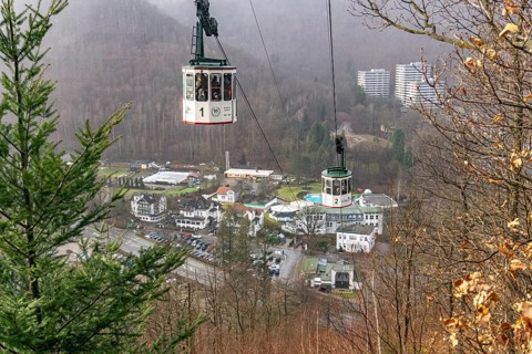The Burgberg cable car in Bad Harzburg, Lower Saxony, Germany