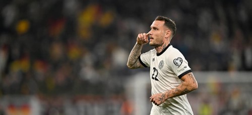 Goal celebration David Raum GER (22) Gesture Gesture World Cup qualifier, international match,