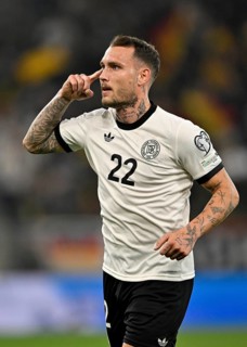 Goal celebration David Raum GER (22) Gesture Gesture World Cup qualifier, international match,