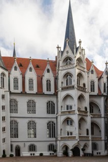 Inner courtyard of Albretsburg Castle, Domplatz, Meissen, Saxony, Germany