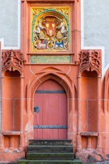 Entrance door at the cathedral square, Meißen, Saxony, Germany