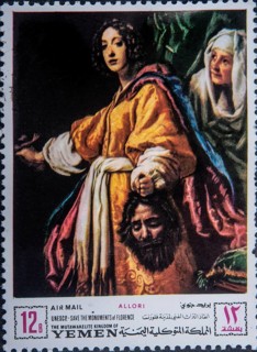 Judith, a Jewish woman with the severed head of Holofernes according to the Book of Judith in the