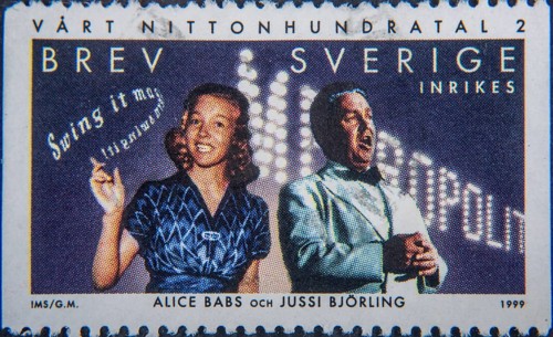 Alice Babs (1924-2014) and Jussi Björling (1911-1960), two famous Swedish singers. Portrait on