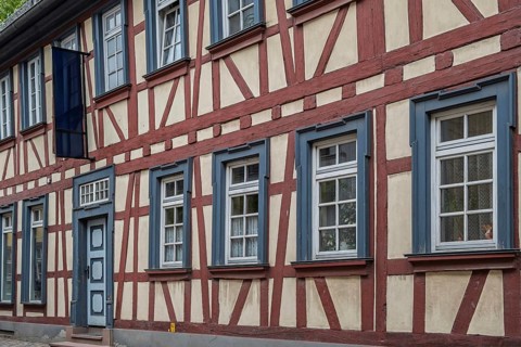 Half-timbered house in the old town centre of Eltville, Rheingau, Hesse, Germany