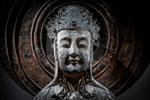 Head of a Japanese Buddha statue, British Museum, London, London region, England, Great Britain