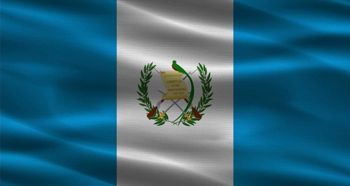 Guatemala flag with fabric texture. Realistic flag of Guatemala waving