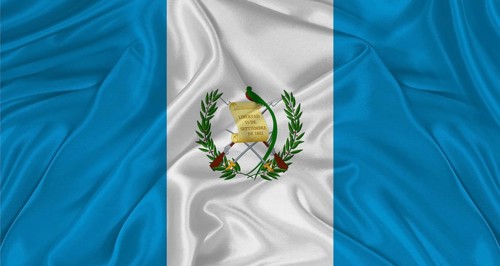 Flag of Guatemala with cloth texture. Close up of Guatemala flag waving
