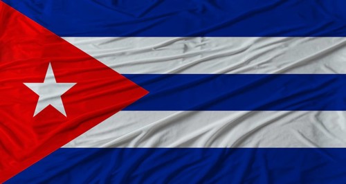 Cuban flag waving. Flag of Cuba with cloth texture