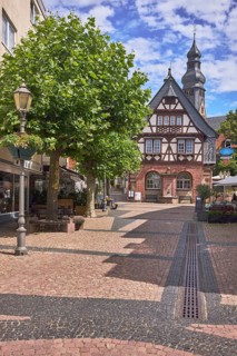 Historisches Rathaus, Altes Rathaus Café Hofheim am Taunus, Fachwerkhaus, allgemeine Architektur,