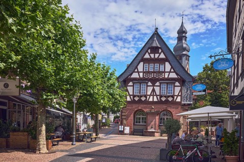 Historisches Rathaus, Altes Rathaus Café Hofheim am Taunus, Fußgängerzone, Fachwerkhaus, allgemeine