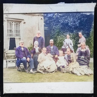 Portrait group photograph three generations prosperous middle-class Victorian Edwardian family,