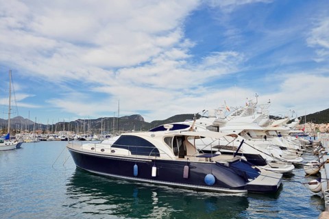 Pleasure boats in the harbour, Port d'Andratx, Majorca, Balearic Islands, Spain