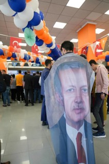 Gaziantep, Türkiye – May 28, 2023. Members of the ruling Justice and Development Party (AKP) follow