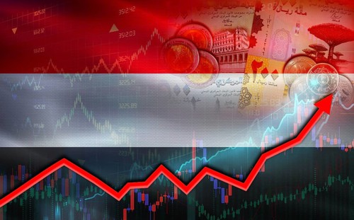 Yemen economic growth on financial graph. Yemen financial growth on market graph