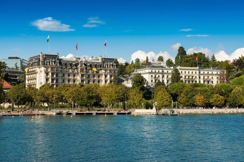 Luxury hotels on the lakeshore, Lausanne, Switzerland