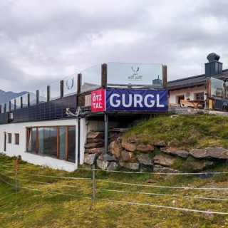 Mountain restaurant Hohe Mut Alm on the mountain pasture of the same name in Gurgl, Tyrol, Austria,