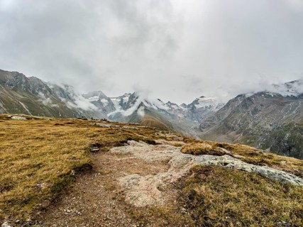 Panoramic view from the Hohe Mut over the Mutsattel and the Rotmoostal to the Gurglkamm in the