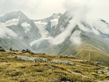 View from the Hohe Mut over to the Gaisbergferner and the Gurgler Kamm in the Ötztal Alps, Tyrol,