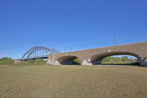 Star bridge, stone arch bridge, steel construction, bridges, Rotehornpark, park, municipal park,