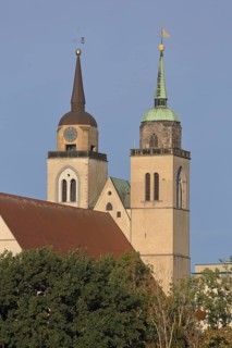 Late Romanesque St John's Church with twin towers, Magdeburg, Saxony-Anhalt, Germany