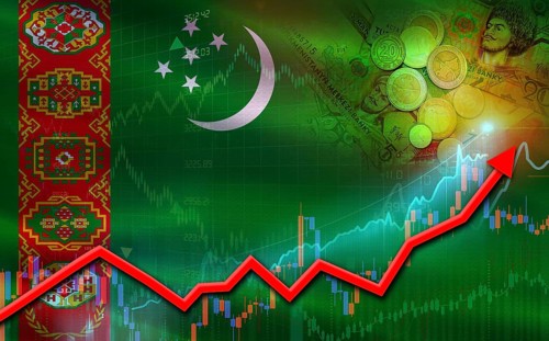 Turkmenistan economic growth on financial graph. Turkmenistan financial growth on market graph