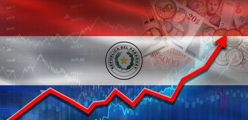 Paraguay financial growth on market graph. Paraguay economic growth on financial graph