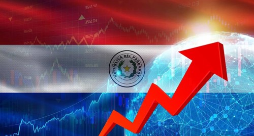 Global financial growth with Paraguay flag. Financial growth with Paraguay flag on economic