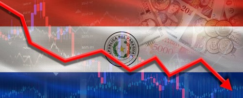 Paraguay financial crisis on economic graph. Financial fall of Paraguay on economy market