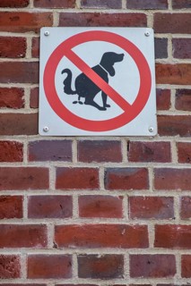 Prohibition sign, no dog toilet, no dog litter tray, Münsterland, North Rhine-Westphalia, Germany